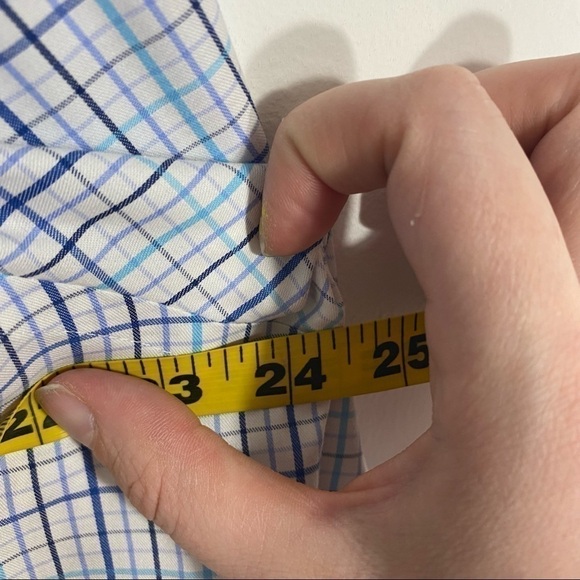 Michael Michael Kors Plaid Button Down Shirt 16 32/33 Non Iron Blue White - Picture 6 of 7